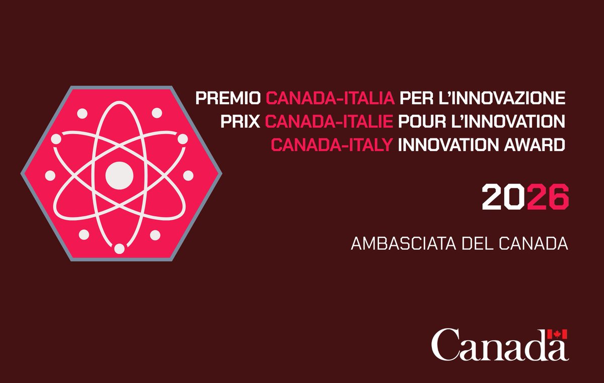 Call for proposals!🔈The Canada–Italy Innovation Award 2026 is open! 🇨🇦🤝🇮🇹
2026 priorities: 
⚡Clean Energy 
⛏️Critical Minerals 
🌾Agri Innovation 
⚛️Quantum 
💡AI for Health 
🚀Space
Apply here➡️tinyurl.com/3txxwfzw
⚠️Deadline: 7 April 2026
<a href="/AAFC_Canada/">AAFC Canada</a>
#CanadaInItaly