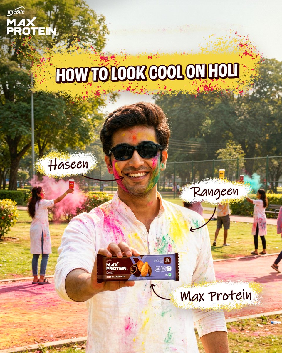 TheMaxProtein's tweet image. Main character energy, powered by Max Protein.

#MaxProtein #NoCheating #ProteinSnacking #HappyHoli