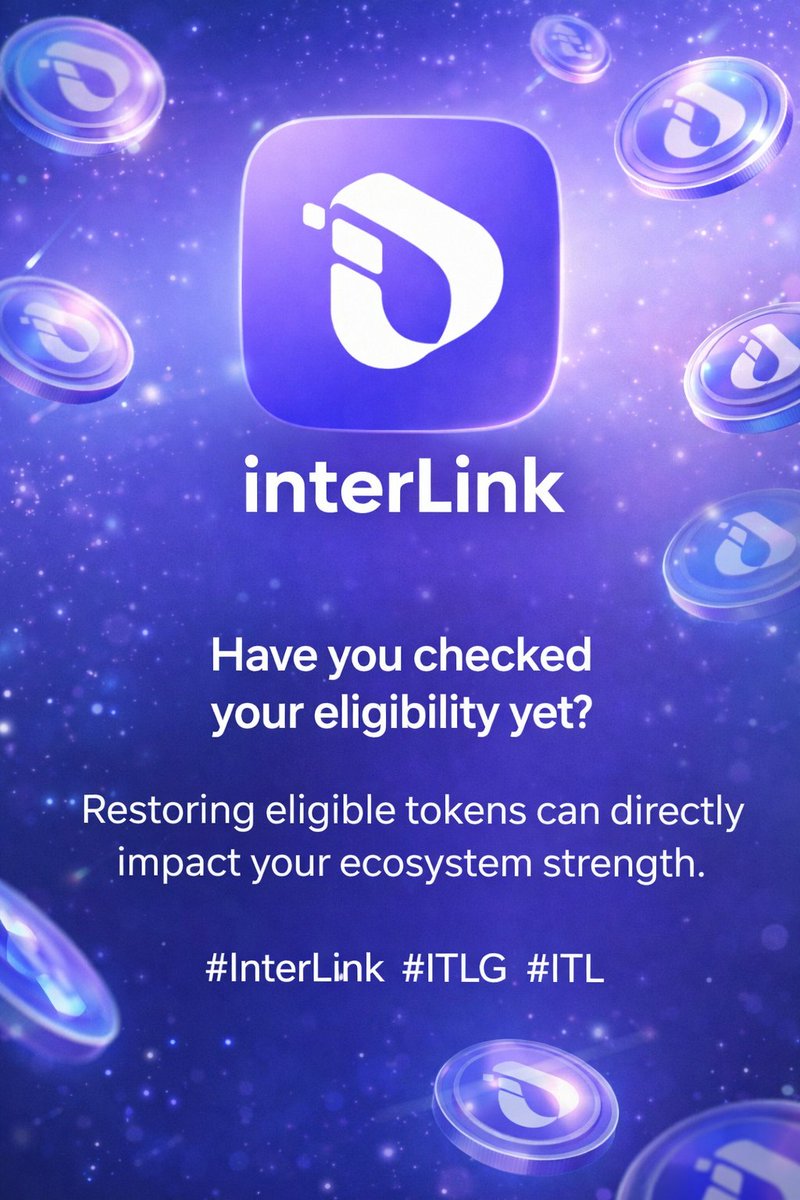 Tiana28932's tweet photo. #InterLink_Network
Have you checked your eligibility yet?
Restoring eligible tokens can directly impact your ecosystem strength.
#InterLink #ITLG #ITL https://t.co/SwmtvBiiVa