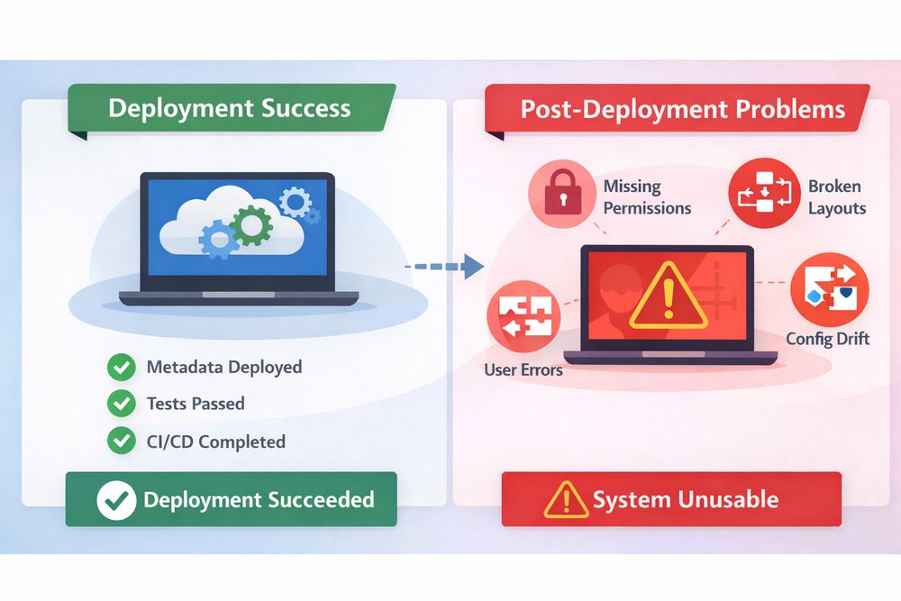 Salesforce deployments rarely fail ❌
Releases fail AFTER deployment 💥

Because deployment moves metadata —
but the system still stabilizes ⚙️Users already working = incidents 

👥Why it happens:
 zupp.io/blog/salesforc…