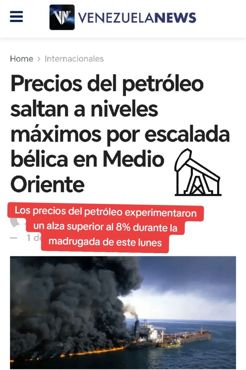 anto_jose232's tweet photo. Precios del petróleo saltan a niveles máximos por escalada bélica en Medio Oriente

https://t.co/y4oriGylDF

#bbvipks4  #margeliters #sstvi #الكويت_الاردن #JASPER_Sadistic19M https://t.co/UDwJckhbgd