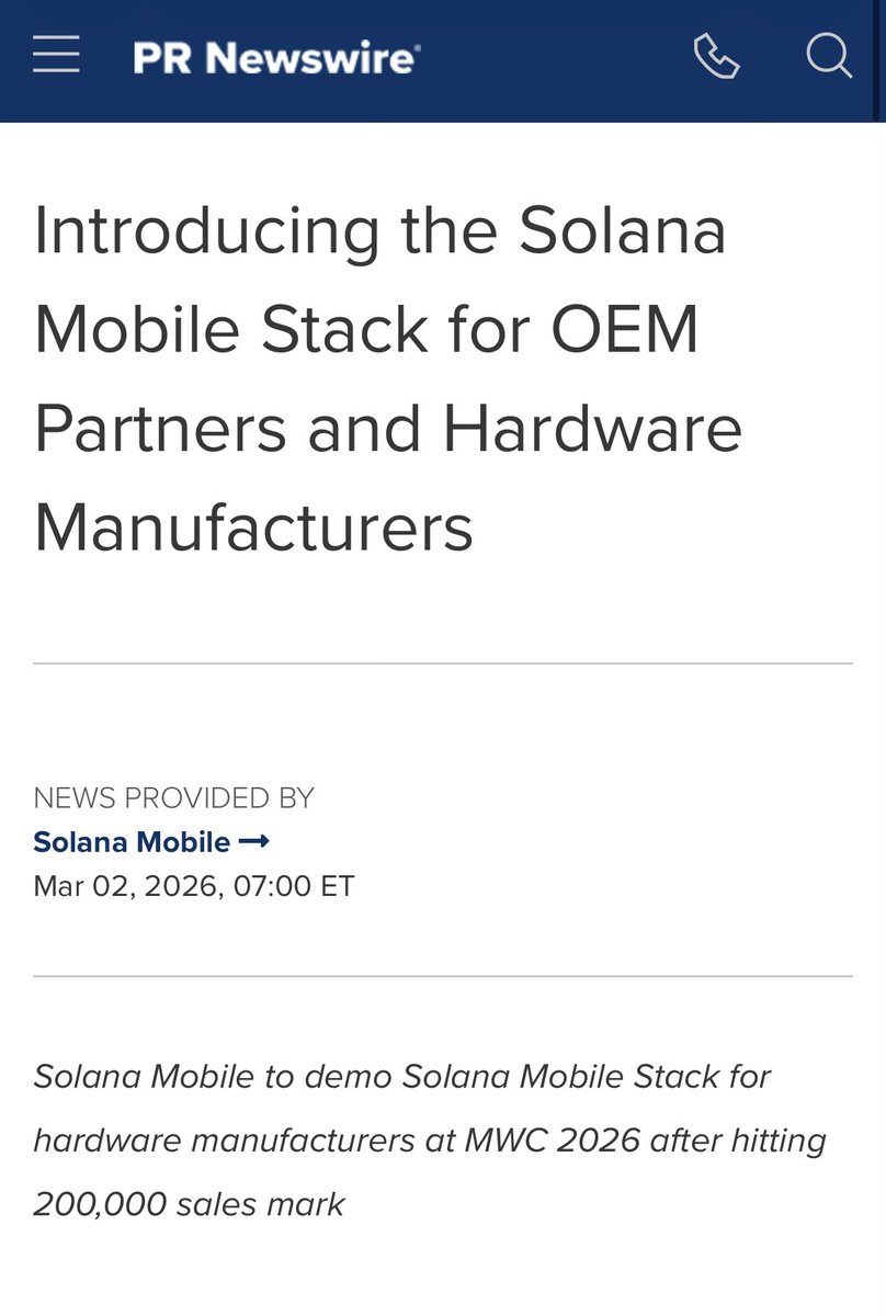 Solana Mobile has announced the launch of the modular integration solution <a href="/solana/">Solana</a> Mobile Stack for <a href="/Android/">Android</a> device manufacturers. This solution supports storing digital assets in Seed Vault and enables fast P2P or cross-border transfers through Seeker Wallet, along with direct