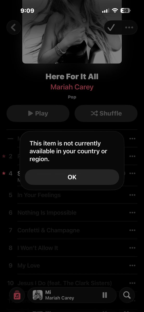 qthemuzic's tweet photo. @AppleMusic why is my phone saying @MariahCarey is not avaliable in my country!!! Where is my music? #lambily #MariahCarey https://t.co/ieMm2SfLks