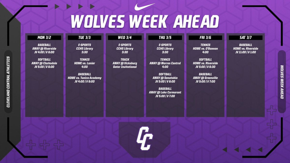 CCWolvesAthl's tweet photo. 🐺WOLVES WEEK AHEAD🐺
March 2nd - 7th
#GoWolves #WolvesWin https://t.co/QF6kEC0KQO