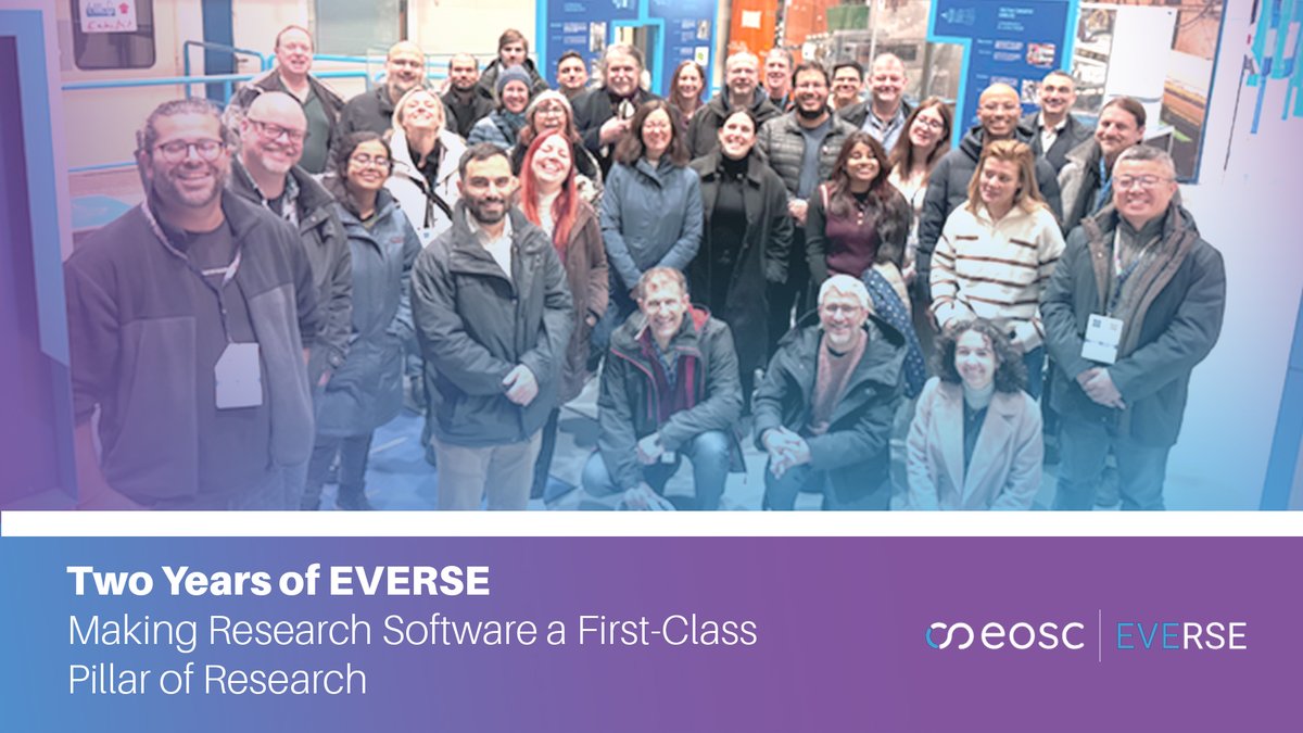 OpenAIRE_eu's tweet photo. Two years of @eosc_everse!

Advancing research software as a first-class pillar of research and Open Science.

Quality. Sustainability. Recognition.

Read more:
https://t.co/K753m1Ndd9

#OpenScience #EVERSE #ResearchSoftware #EOSC https://t.co/BrKJlAszRs