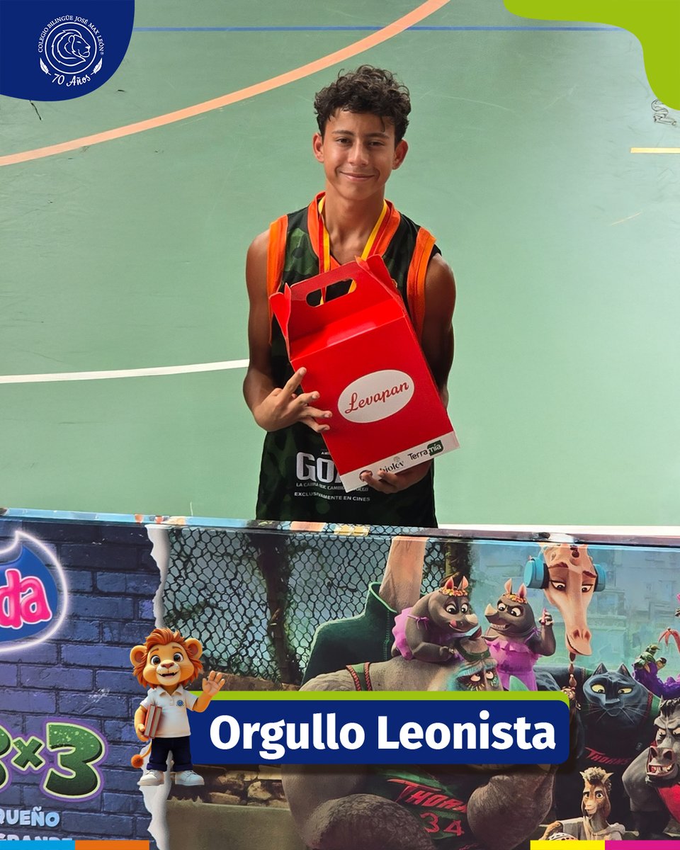 josemaxleon's tweet photo. El liderazgo de nuestro Leonista Samuel Donaldo Ramírez Tijaro con su equipo "Capitanes" de la Liga de Baloncesto de Bogotá, se vivió en el torneo 3x3 realizado en el marco del lanzamiento de la película Goat, en el que obtuvieron el 1er lugar en la categoría Sub-15 Bogotá.🦁 https://t.co/qcYDmZ96ea