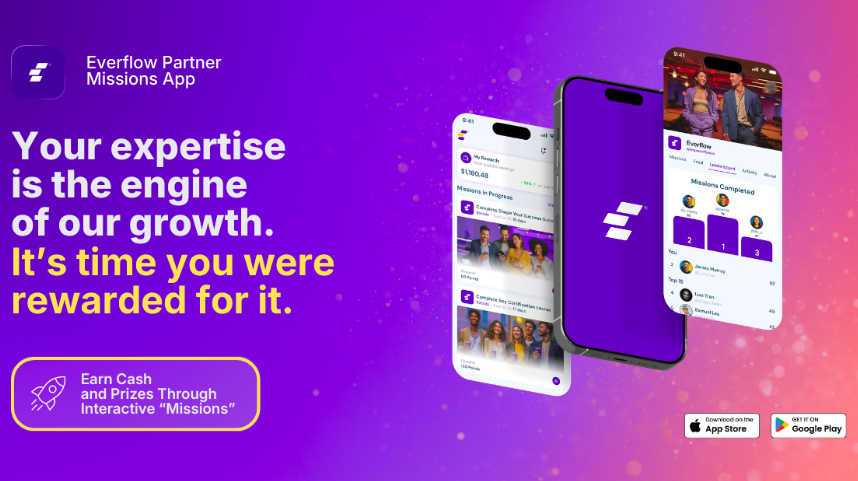 Referrals just got gamified.

Everflow’s new Partner Missions App rewards certifications, social challenges, and qualified leads.

Up to $1,500 per converted lead.
Cash + tech rewards.
Connected Commerce in action.

affiversemedia.com/everflow-debut…

#AffiliateMarketing #PartnerMarketing