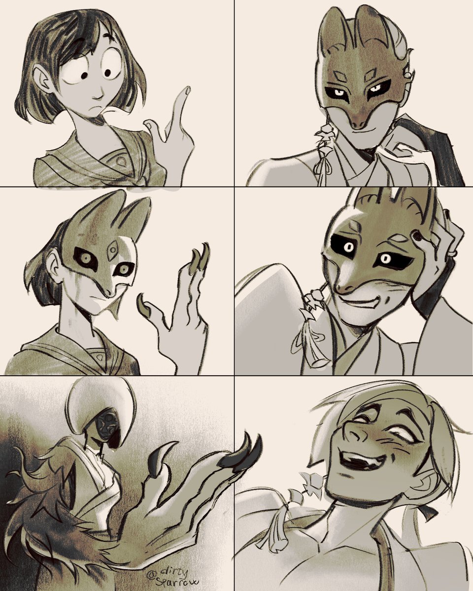 1/2 
Hinako and Fox Mask are having a lot of fun🐥🦊
(finger trend)

#silenthillf #hinako #foxmask #kotoyuki