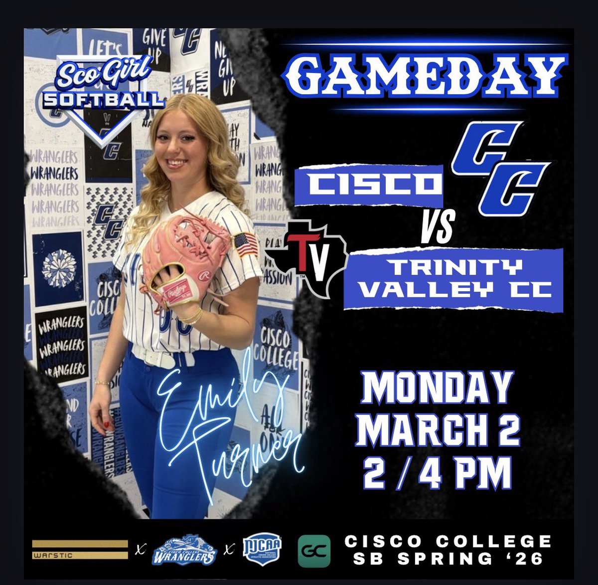 💙🥎IT’S GAMEDAY! 🥎💙
Your ScoGirls are on the road today heading down to Athens, Tx to face off against #6 Trinity Valley! 

#ScoGirlSB

🆚 Trinity Valley CC
🏟️ Athens, Tx
⏰ 2 &amp; 4
🎟️ Free
☀️ 80
 🥎GameChanger🥎
CiscoCollegeSBSpring26
Game streamed on TVCC YouTube page
📺