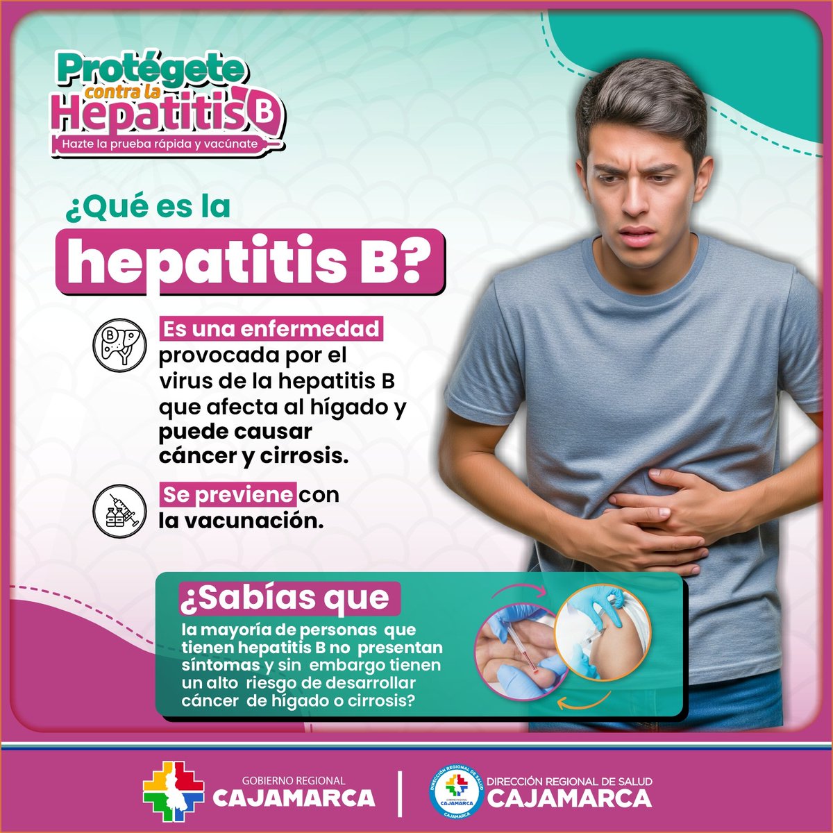 🚨 #Prevención | Entérate qué es la Hepatitis B y cómo se previene. #ProtégeteContraLaHepatitisB. 🫶💉

#DiresaCajamarca 
#GobiernoRegionalCajamarca