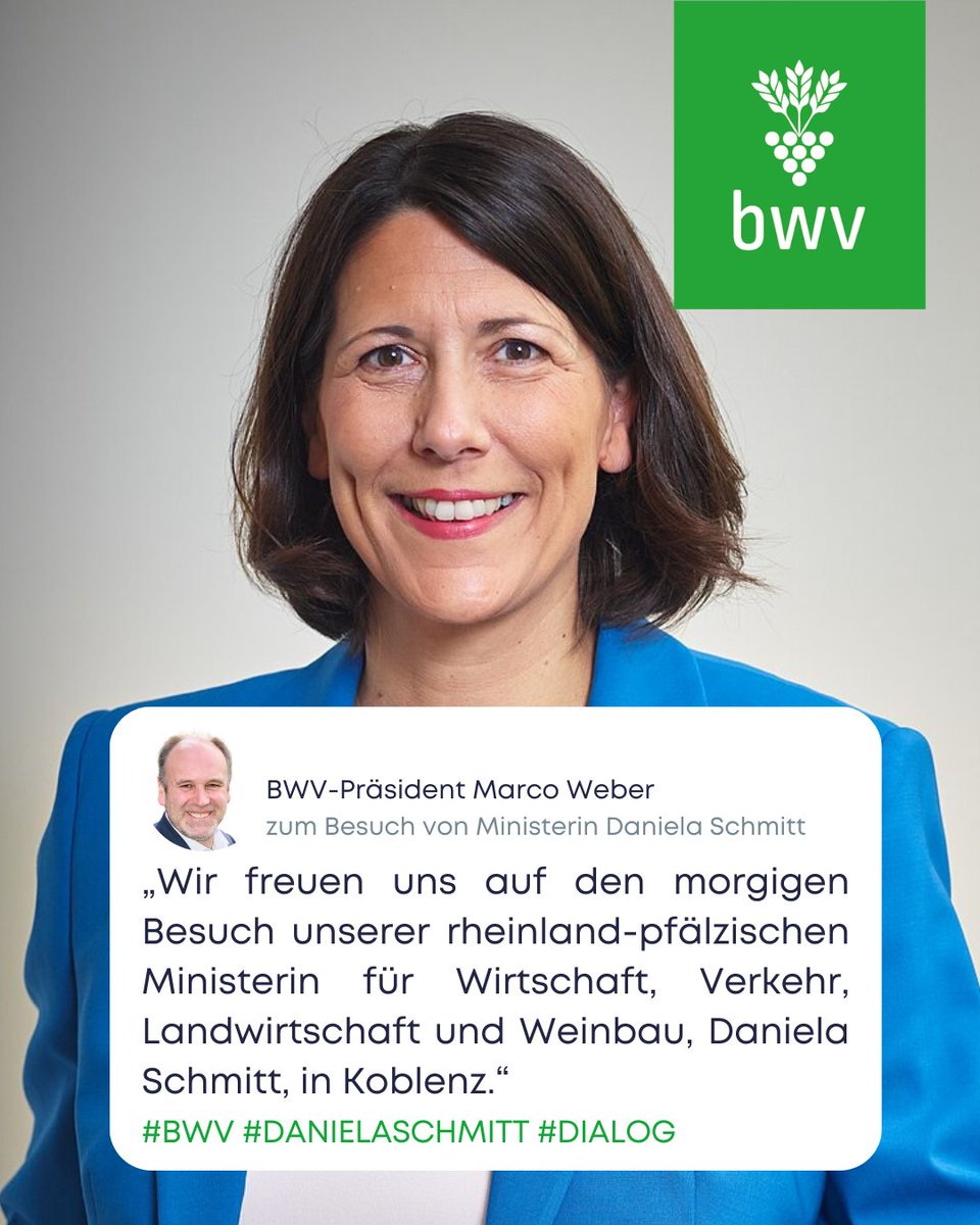 Zur unserer morgigen Verbandsratssitzung dürfen wir die Ministerin für Wirtschaft, Verkehr, Landwirtschaft und Weinbau, Daniela Schmitt, begrüßen. Sie wird morgen mit unseren Verbandsratsmitgliedern in den Dialog treten, um aktuelle und drängende Themen zu diskutieren.