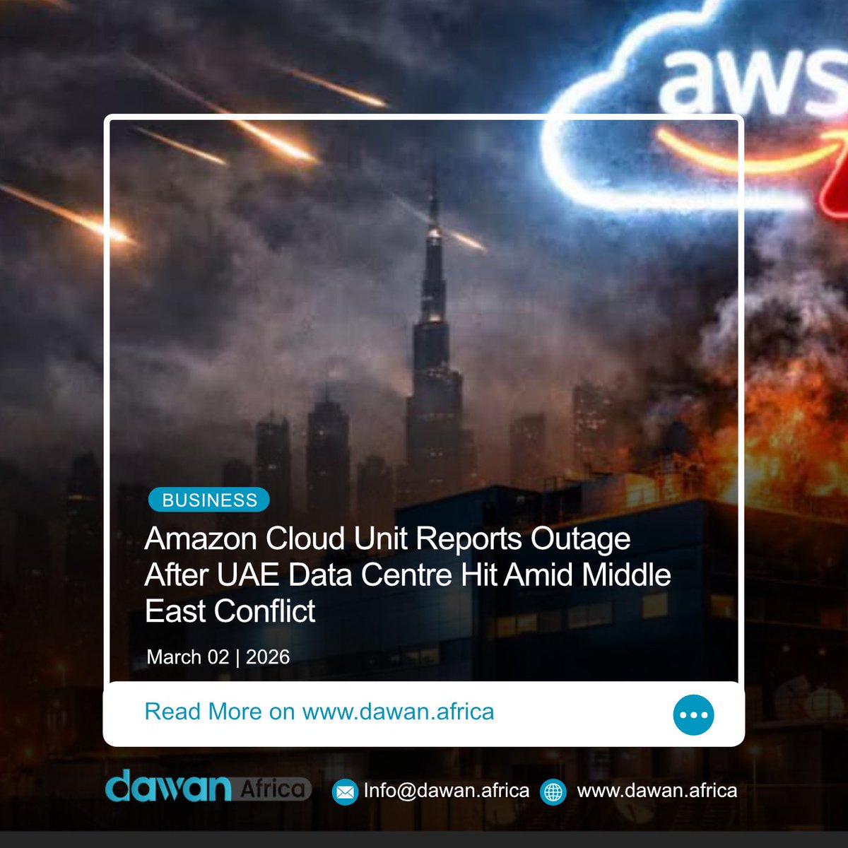 AWS data center in UAE hit by unidentified objects, sparking fire ...