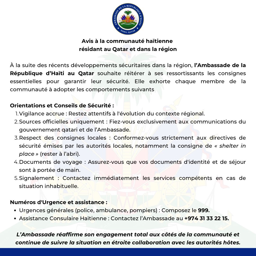 Embassy of Haiti in Qatar tweet media