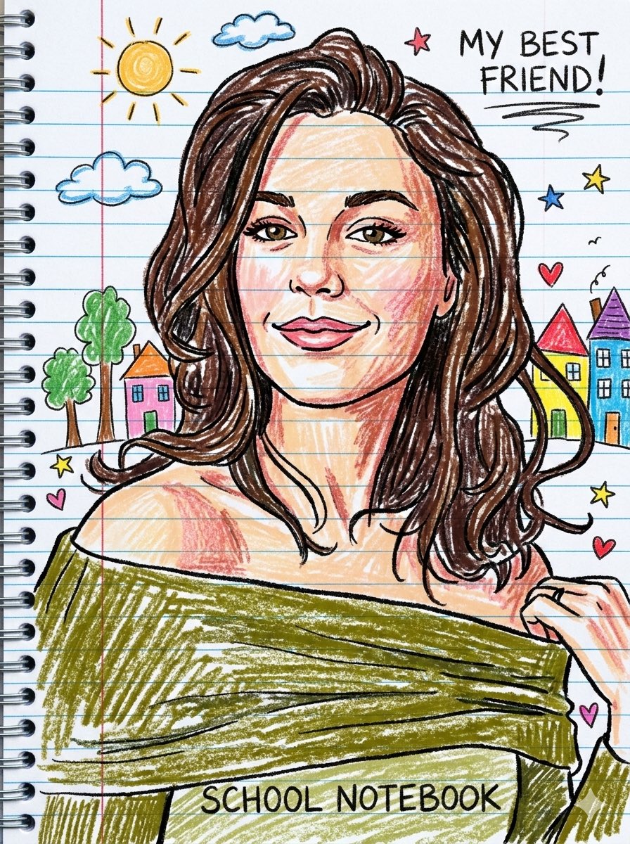 Playful Crayon Drawing Notebook Style Prompt