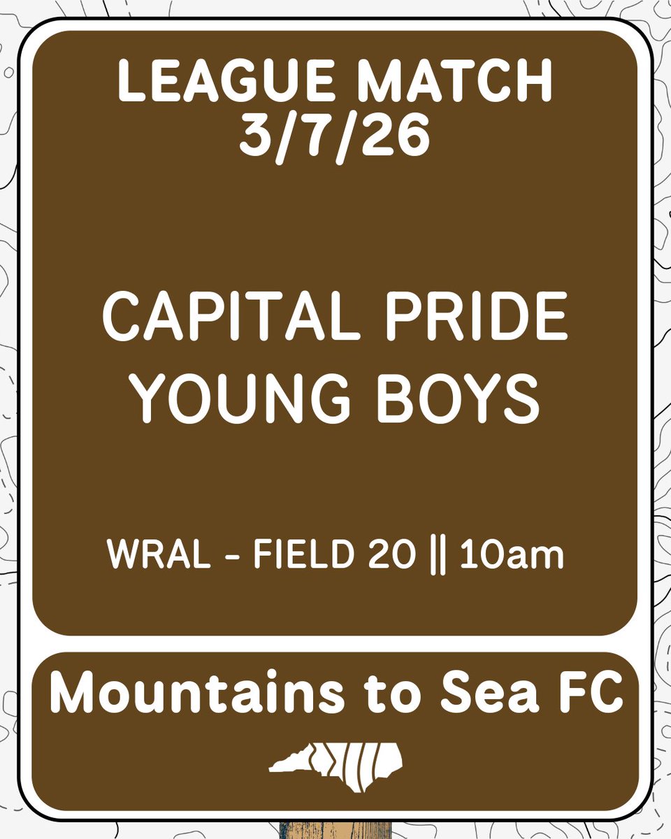 MTN2SEAFC's tweet photo. Our new second game! Hoping for better weather...
Saturday (3/7/2026), vs. Capital Pride Young Boys
WRAL - Field 20 at 10am
On the Trail for Community, Promotion, Soccer #trailhawks #m2sfc https://t.co/cwF4X4cW0B