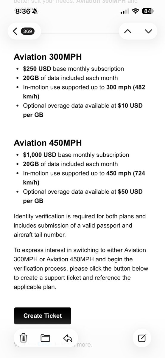 kikojeantette's tweet photo. @elonmusk @Starlink
Hey Elon and Starlink team,
Many of us in general aviation just received this email about an immediate change to operating speed limits. Our Roam plan in-motion use is now capped at 100 mph (we were running up to 200 mph before) and it’s pushing us toward the new Aviation plans with a massive price jump.
We were paying $160/month for unlimited service. These aren’t charter or commercial pilots — we’re GA pilots and small business owners who rely on Starlink’s safety and affordability to deliver services to local communities in remote areas.
GA pilots represent less than 0.1% of the population, but Starlink has been a true game-changer for us.
Please reconsider this decision and bring back (or create) a plan that actually works for general aviation. Don’t price us out.
Thank you — we’ve loved Starlink until now.