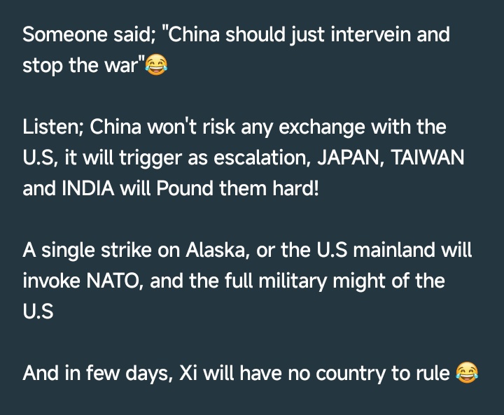 Seni0rComrade's tweet photo. CAN CHINA STOP THE WAR? https://t.co/0RTtF9WYnM