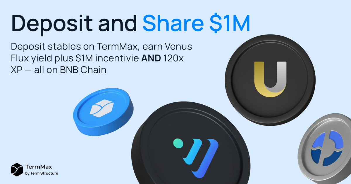 We're excited to announce our integration with <a href="/VenusProtocol/">Venus Protocol</a>!

TermMax integrates Venus Flux as yield-generating infrastructure — bringing together <a href="/UTechStables/">U</a>, @0xFluid, and Venus on <a href="/BNBCHAIN/">BNB Chain</a> to put your stablecoins to work.

Starting from now till April 27, users who
