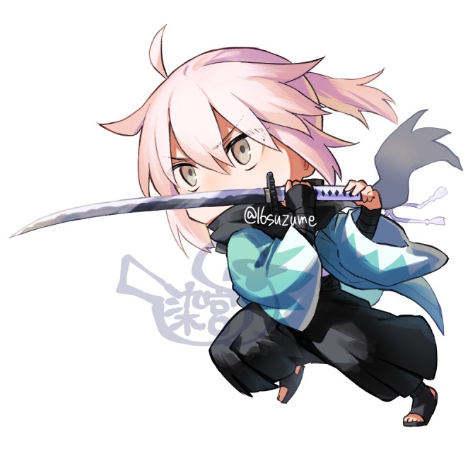 沖田総司 ,桜セイバー 「ミニ沖田さん #FGO」|染宮すずめのイラスト