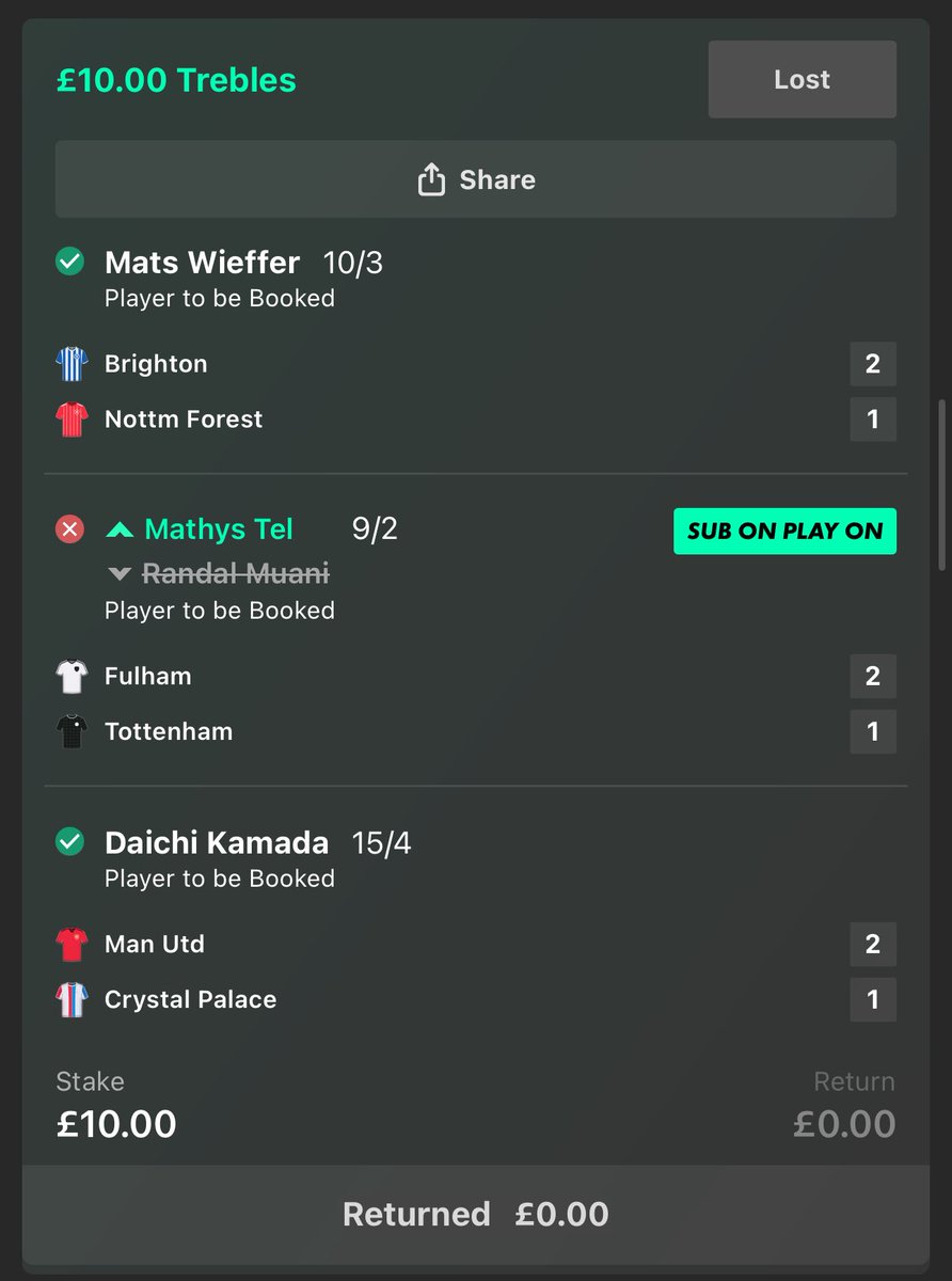 lukebensley__'s tweet photo. @bet365help Muani was subbed for Richarlison not Tel as stated in the report from @thespursweb who watched the game and the Sky Sports coverage itself https://t.co/IdLZc43JmZ