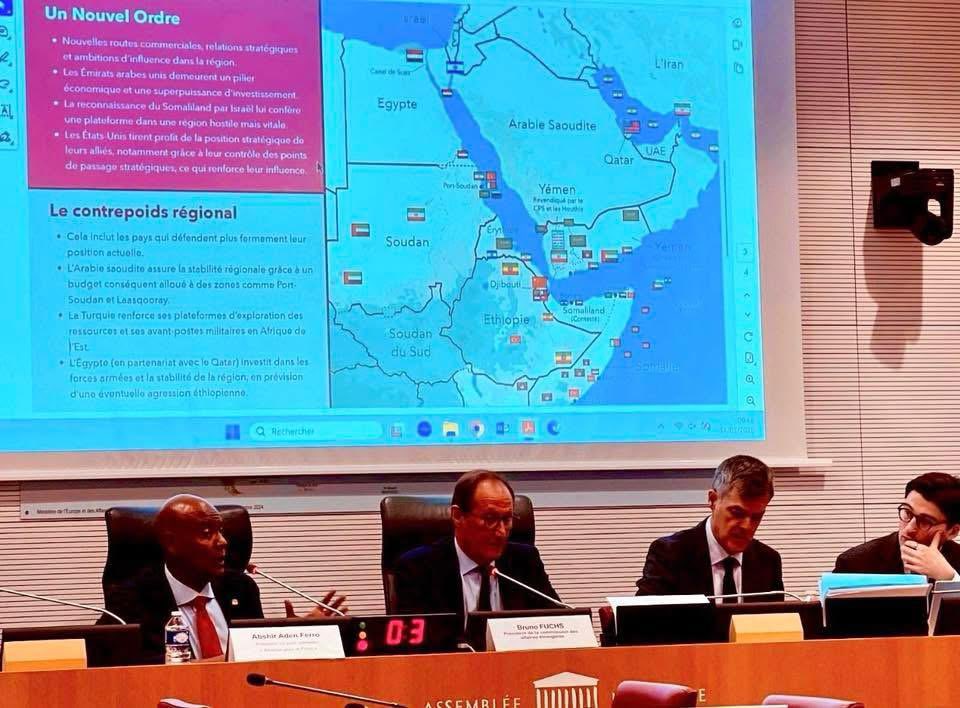 AbshirFerro's tweet photo. On January 14th, I raised an urgent regional concern before the French Committee for Foreign Affairs, in the presence of Bruno Fuchs and representatives from across the political spectrum in the French Parliament. My intervention underscored the seriousness of the alert affecting the region of the red sea and the hormuz.