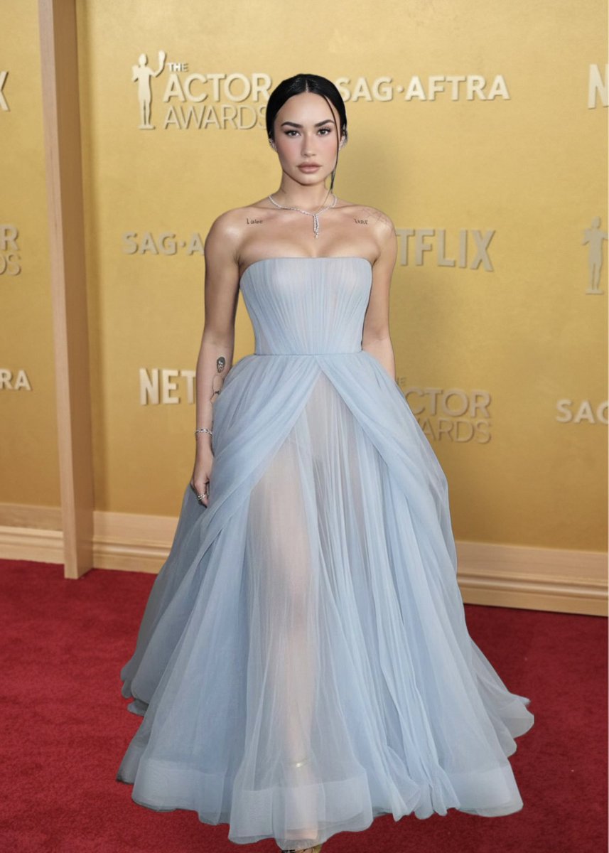 demi lovato blue dress Strapless High Low Dark Navy Long Prom Dress – FancyVestido