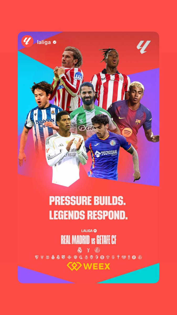Just saw <a href="/LaLiga/">LALIGA</a> drop this on IG 👀

Sevilla derby energy was unreal.🔥
Love seeing <a href="/WEEX_Official/">WEEX</a> backing moments like this. Different game, same intensity.
Next up: Real Madrid vs Getafe CF
🕓 March 2, 20:00 (UTC)
Who’s staying up?

#WEEX #LALIGA #RealMadrid #Mbappe #MatchNight