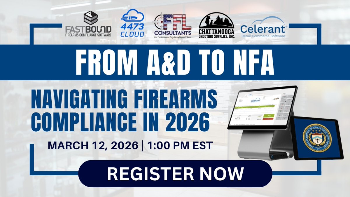 📢 FFL dealers: Could regulatory changes in other states impact your business?

State shifts are influencing federal oversight and excise taxes nationwide.

Join our webinar on March 12:
From A&amp;D to NFA: Navigating Firearms Compliance in 2026

hubs.ly/Q045458x0