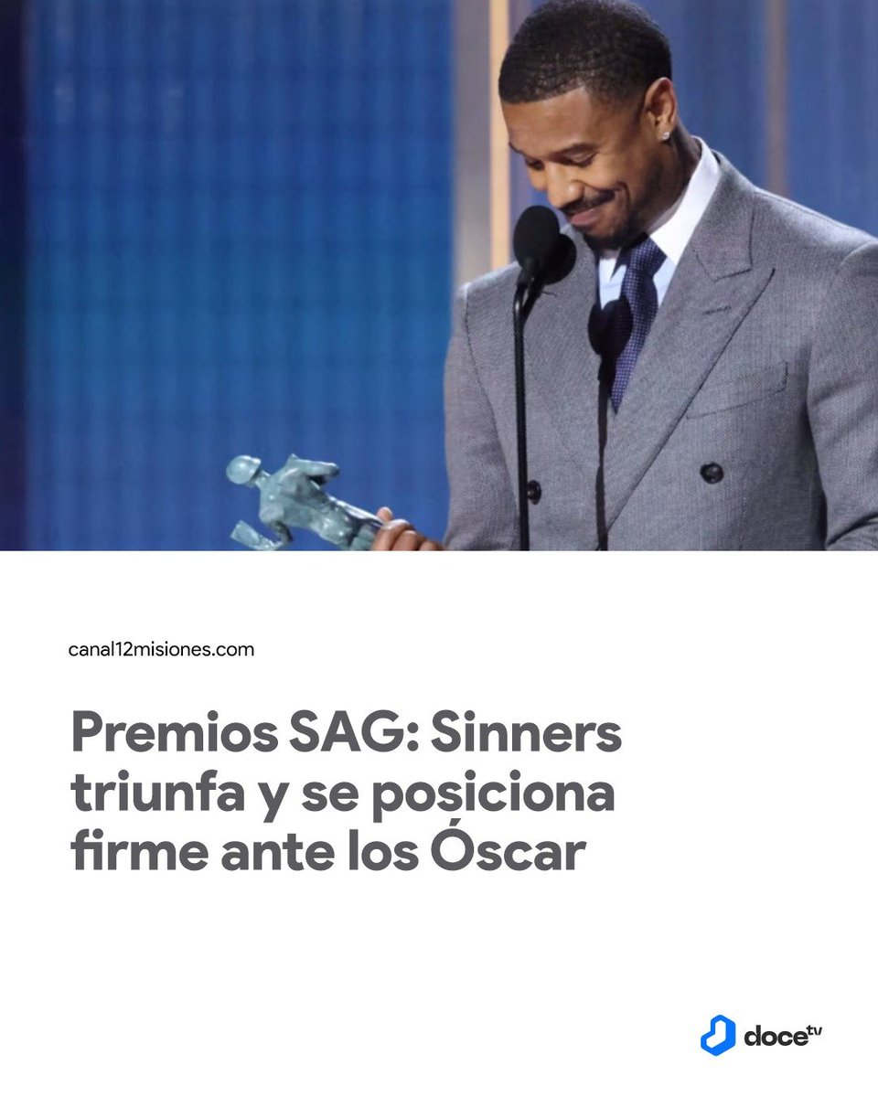 tv12misiones's tweet photo. 🔵 Se entregaron los Premios del Sindicato de Actores (SAG) este domingo en Los Ángeles, funcionando como antesala de los Óscar.
https://t.co/fclvxXnCex
#Noticias #Tendencias #PremiosSAG #Sinners https://t.co/XEdQ40vJGZ