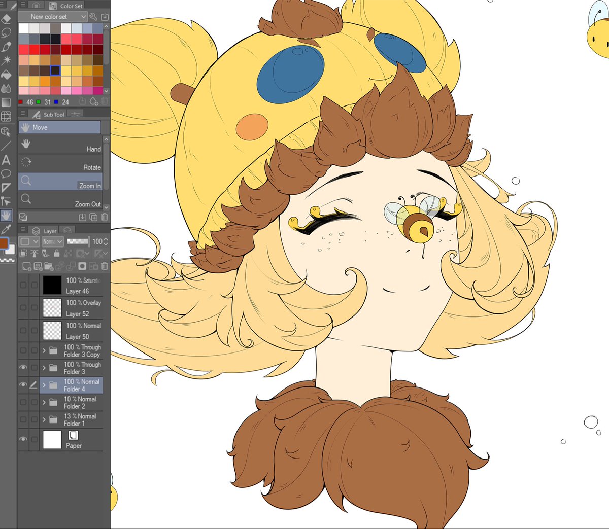 Flat colors all done! Let’s start to render 🐝 #digitalartwork