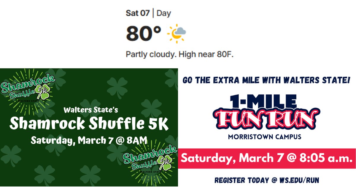 WS_Alumni's tweet photo. We love to see this! A perfect weather forecast for this Saturday's Shamrock Shuffle 5K and 1-Mile Fun Run! 

It's not too late to sign up! Register today at https://t.co/Qen2a9U9WO https://t.co/o7MHaT9Sor