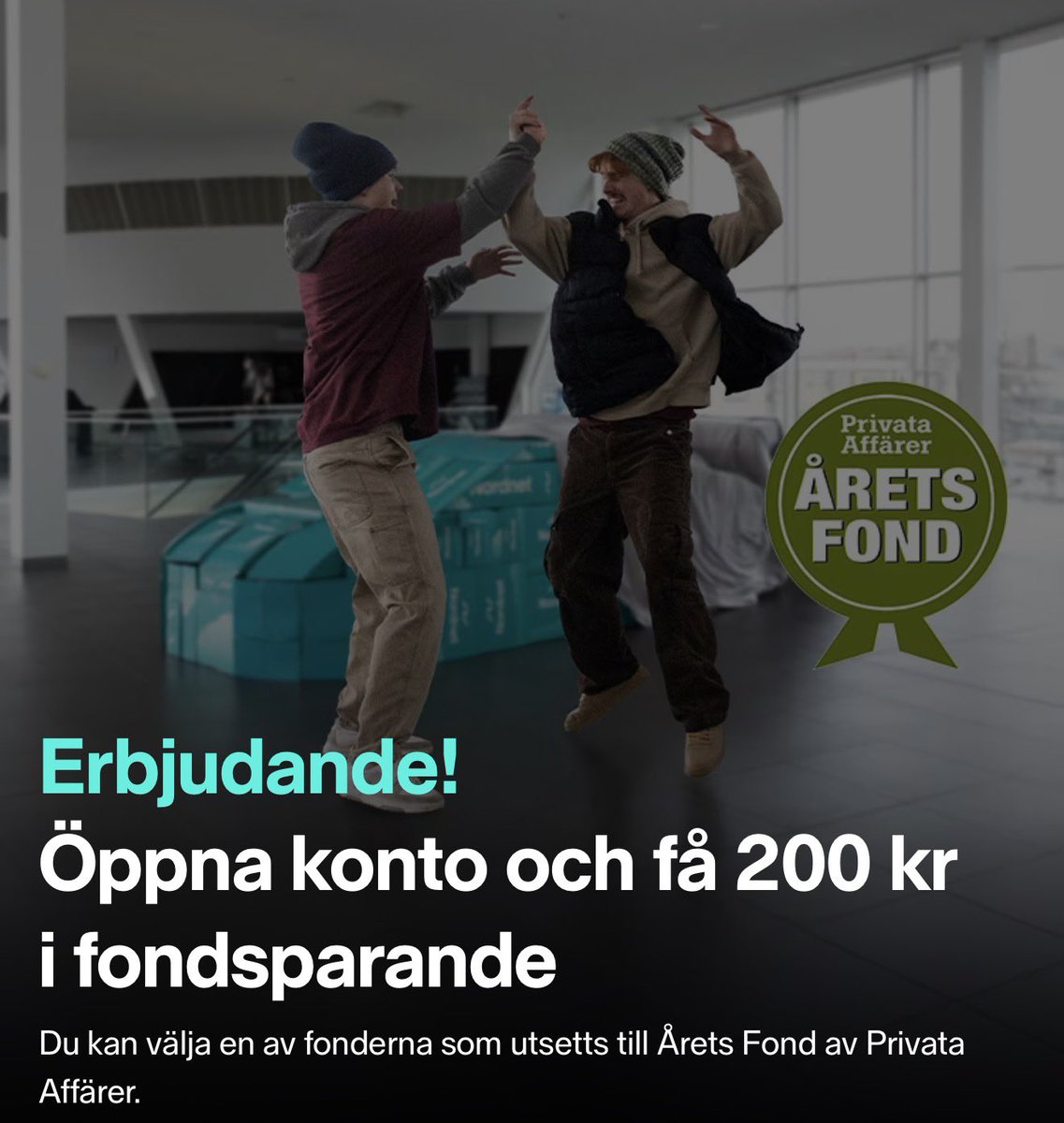 ekonomigurun_'s tweet photo. Årets Nordnet kampanj är tillbaka. Du får 200kr i årets fonder bara genom att öppna ett konto.
Ta del här 👉 https://t.co/fcajkSAjAB
#Annons #nordnet
Gör alltid din egen analys. Historisk avkastning är ingen garanti. Finansiella instrument kan öka och minska i värde och det finns ingen garanti att du får tillbaka det investerade beloppet.