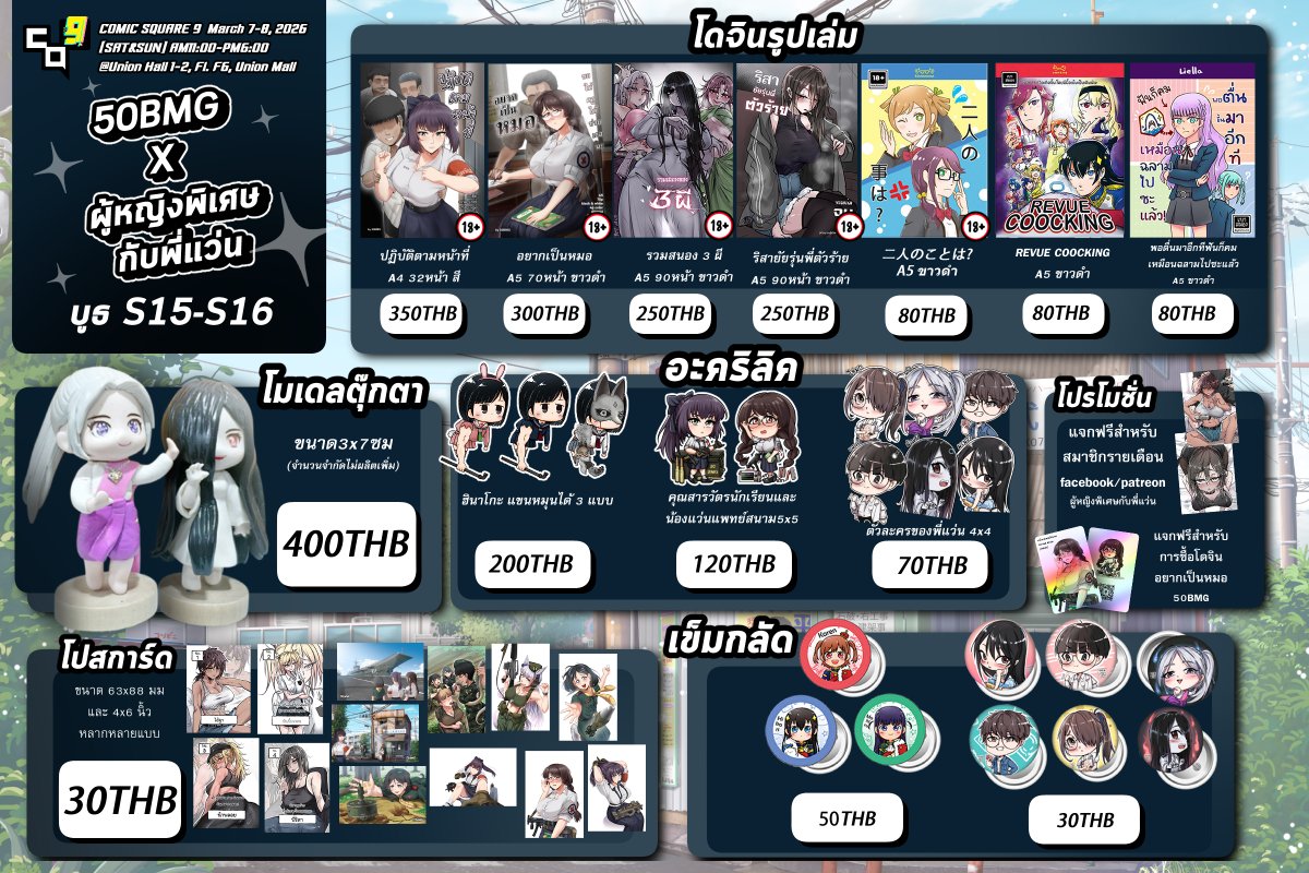 ออกมาแล้วใบเมนู อยู่ที่ S16 นะครับ ในสุดอยู่ติดกำแพง มีโดจินออกใหม่ที่นี่ครั้งแรก แล้วมาเจอกัน