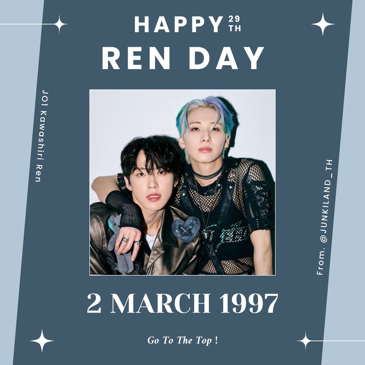 💙🎂HAPPY BIRTHDAY REN🎂💙

สุขสันต์วันเกิดเร็นคุง🦊
ขอให้วันนี้ พรุ่งนี้ และวันถัด ๆ ไปเป็นวันที่ดี มีความสุขมาก ๆ น้า

#HappyRenDay
#KingOfStage_Ren