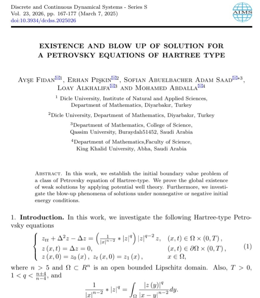 Yeni makalemiz "Discrete and Continuous Dynamical Systems - Series S" dergisinde basıldı...🧮🧿👍

aimsciences.org/article/doi/10…