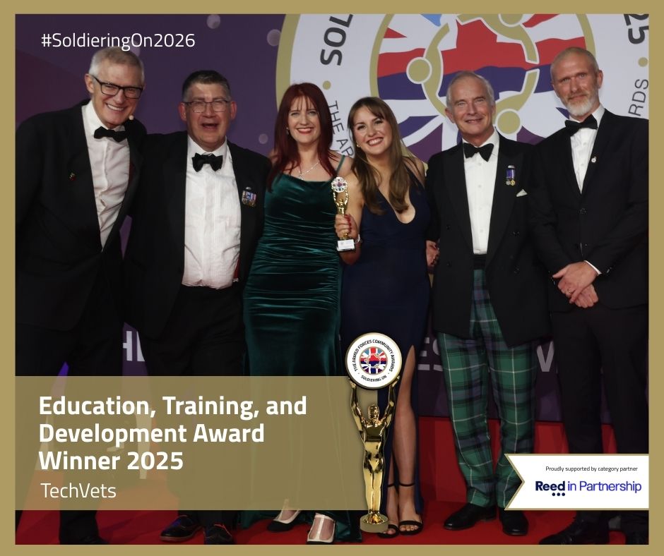 SoldierOnAwards's tweet photo. The @ReedPartnership Education, Training and Development Award honours the individuals and organisations creating pathways for the Armed Forces community.
If you know someone who is changing lives through learning nominate them https://t.co/ISWjTsyL6K
#TAFCA #SoldieringOn2026 https://t.co/yjOKsewa7b