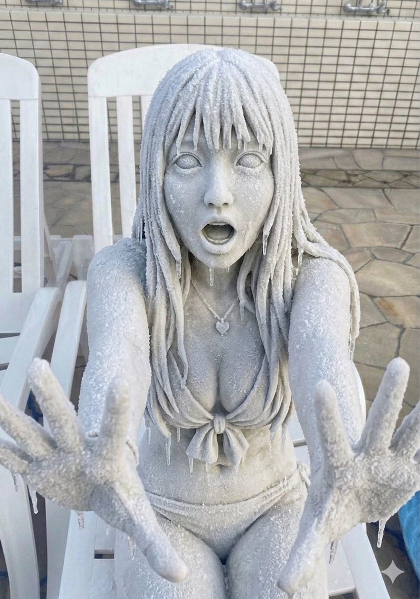 Cryokinesis1119's tweet image. ｢うふふ…あなたは恐怖の表情のほうがお似合いよ…｣

少女は二度と溶けることのない氷像と化した

#asfr 
#petrification
#frozen
#氷漬け
#氷像化
#固め