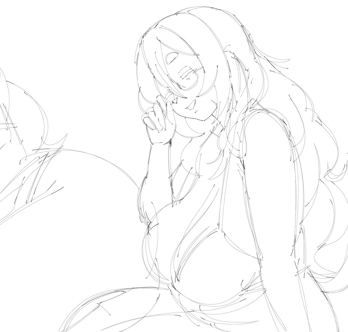 Bueno en realidad hice este Sketch pero no me gusto como quedó :u 
(Mochi pelo largo)