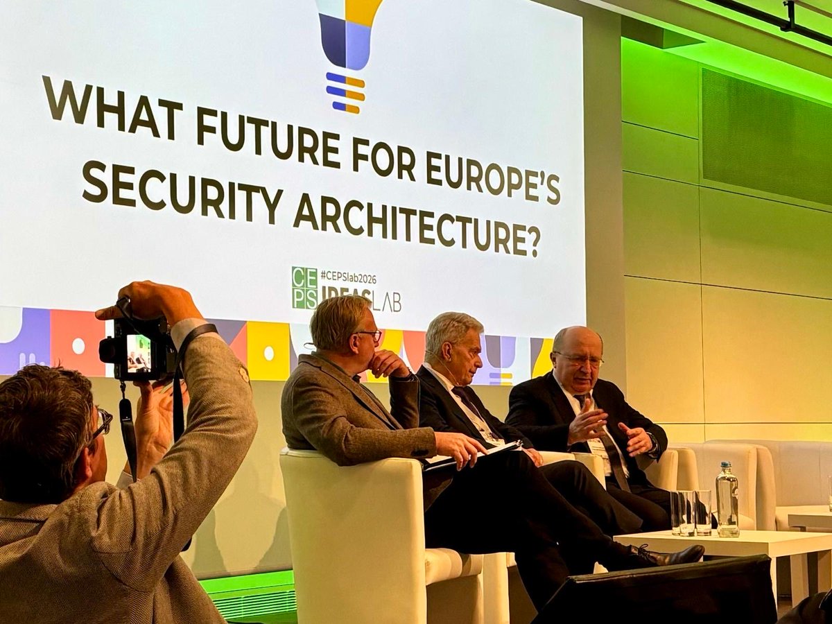 KubiliusA's tweet photo. Great discussion on European Security Council and future of European defence at #CEPSLab2026 w President Sauli @niinisto, who leads special @CEPS_thinktank Task Force on the European pillar for NATO. Glad to see we have similar views on most of the ideas! https://t.co/EJXH5RfJJV
