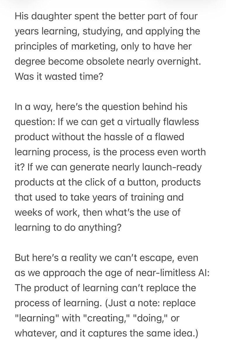 sterlingarcher's tweet photo. Does the learning/creating/doing process matter in a world of near limitless generative AI? https://t.co/8pBqdjz8Zo