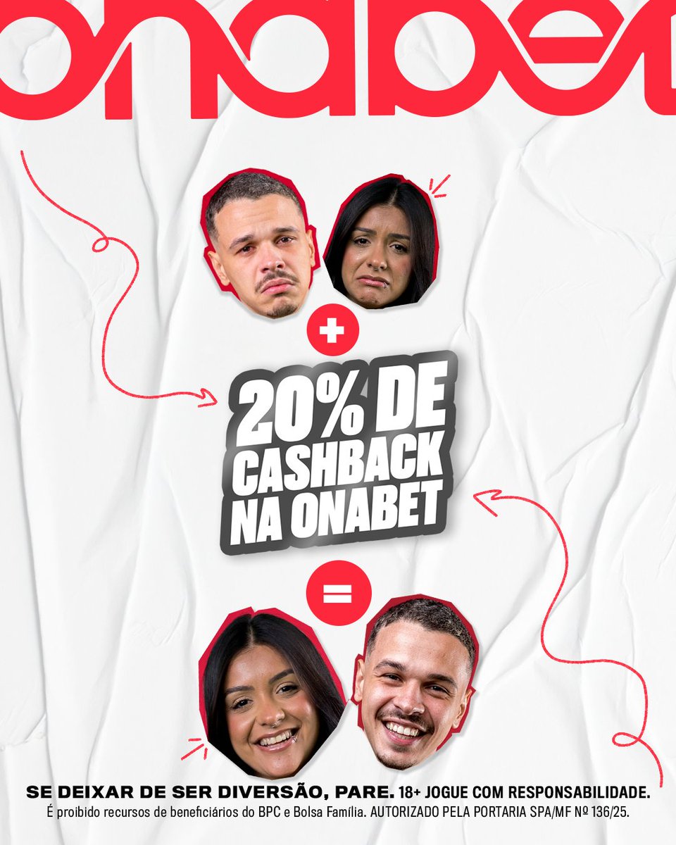 Felicidade mesmo é conseguir os 20% de volta! ⬅️

Com o Cashback da Onabet, você pode ter seu saldo não recuperado novamente, além de se divertir em jogos selecionados!

Entre e descubra mais:

go.ona.bet.br/visit/?bta=121…

*Veja as condições no site

#JogueComResponsabilidade 18+