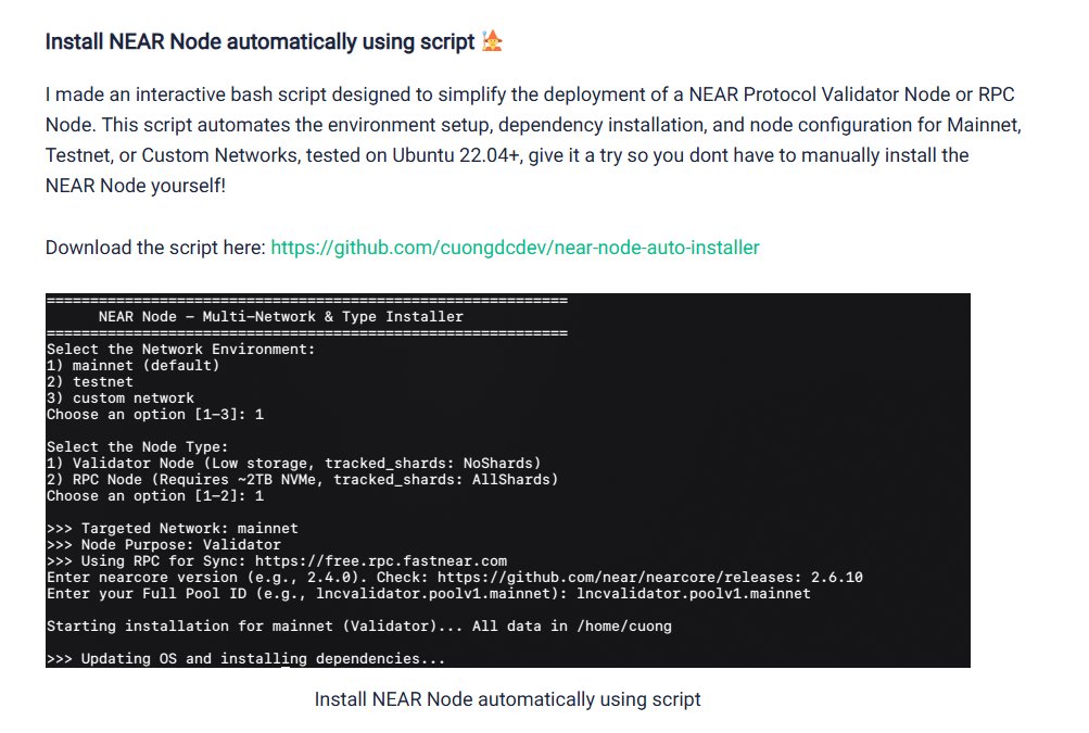 Running a #NEAR validator just got way easier 🛠️
<a href="/cuongdc_real/">Kent</a>  updated the guide + added an interactive auto-installer script (mainnet/testnet/custom, validator or RPC) 🚀
 learnnear.club/how-to-run-a-n…