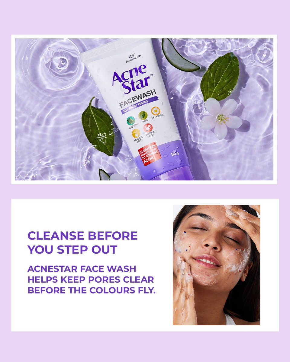 AcnestarGel's tweet image. Prep your skin like you prep your outfit.
AcneStar Face Wash keeps pores clear before Holi colours hit.

#Acnestar #FaceWash #ClearSkin #PoreCare #HoliReady #SkinPrep #AcneCare #HealthySkin #GlowUp #PreHoliSkin #BreakoutFree #FreshSkin #SkinProtection #VibrantSkin #HoliSkinCare