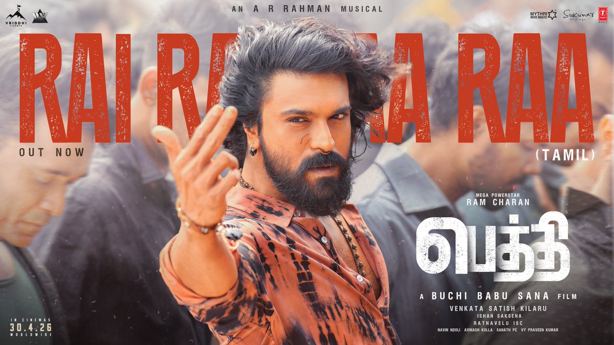 PeddiMovieOffl's tweet photo. He sounds like a storm and moves like a dream💥💥

#Peddi second single #RaiRaiRaaRaa (Tamil) out now❤️‍🔥
 
▶️ https://t.co/4ZUdoWLZWz

#PEDDI WORLDWIDE RELEASE ON 30th APRIL, 2026 https://t.co/NG9kra9uku