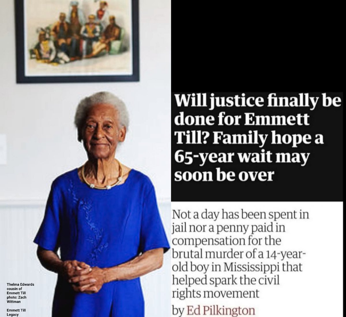 EmmettTill's tweet photo. #WomensHistoryMonth - Thelma Wright Edwards, our 2025 Woman of Courage Awardee, is the oldest living relative of #EmmettTill. She is the daughter of #MosesWright and Elizabeth Smith Wright.

Thelma has lived in the same household as Emmett and #MamieTillMobley. 🖤 https://t.co/eL8yIZebcw