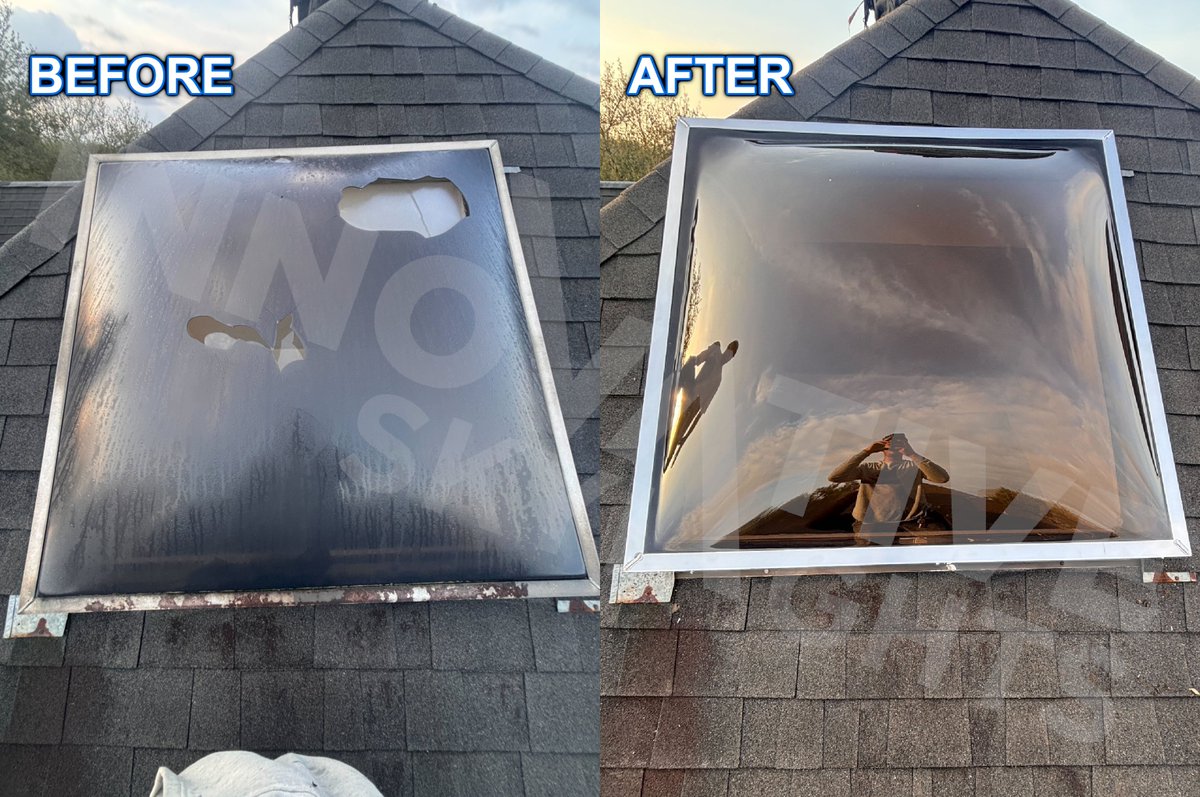 innovative50072's tweet image. Broken or cracked skylight? 🪟Call your skylight expert at Innovative Skylights for a free consultation!
#skylight #beforeandafter #roofing #repair #fypシ゚