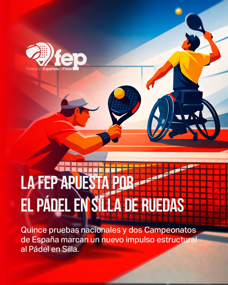 padelfederacion's tweet image. El Pádel en Silla de Ruedas sigue creciendo en 2026 ♿🎾

La FEP integra plenamente esta modalidad en su estructura federativa con 15 pruebas en el calendario nacional, incluyendo el Campeonato de España Absoluto por Parejas y el de Selecciones Autonómicas.

#FEP