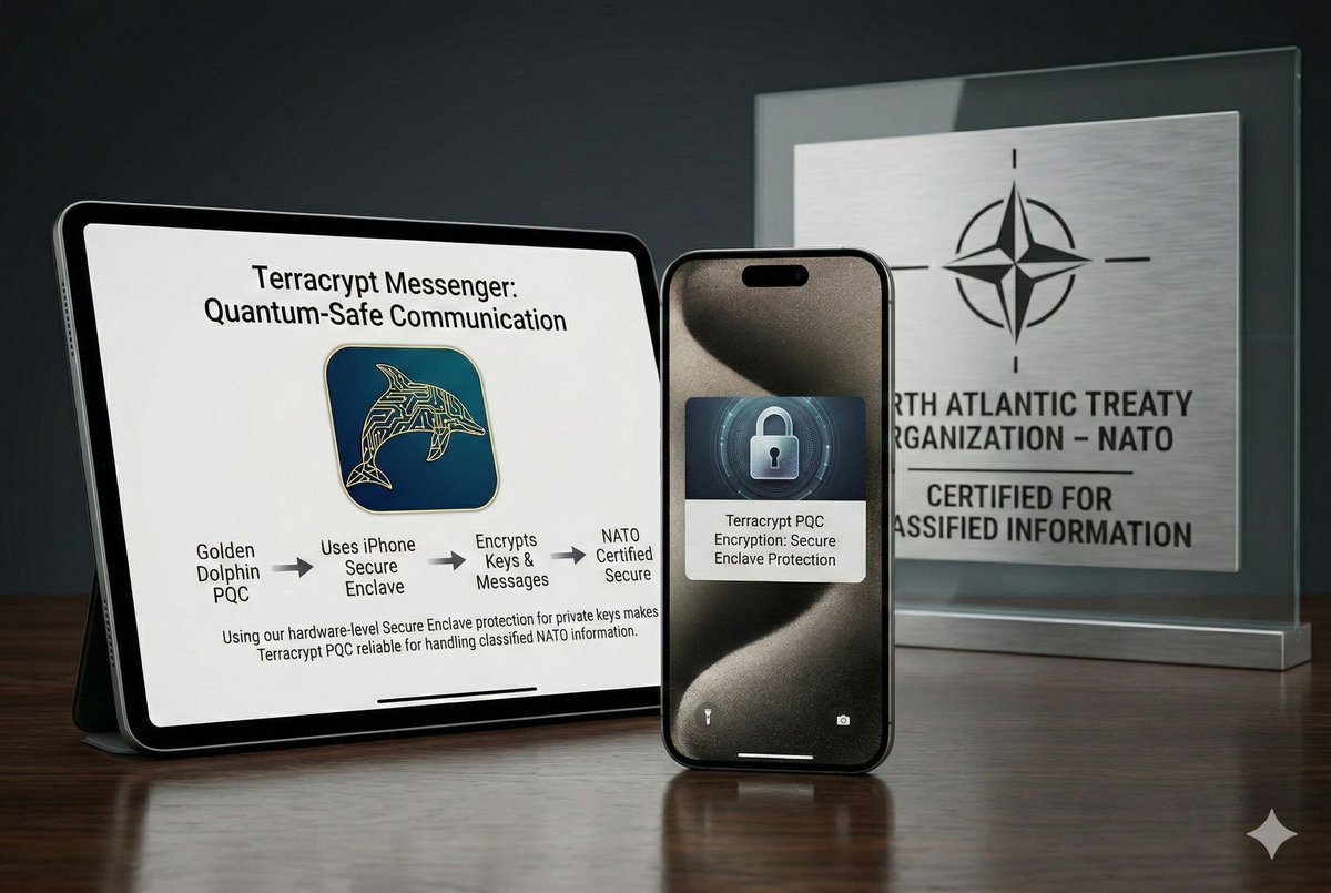 terra_crypt's tweet photo. Apple just announced that iPhone and iPad are now approved to handle classified NATO information.

For TerraCrypt, this is huge.

We built our security stack from the ground up the only external component we rely on is Apple’s Secure Enclave for storing private keys on-device.

Now we have official confirmation that the environment where TerraCrypt keys live meets NATO-level security standards.

Zero-trust architecture + a NATO-approved hardware enclave = unmatched protection for our users.

The future of secure communication is here. 🚀🔐