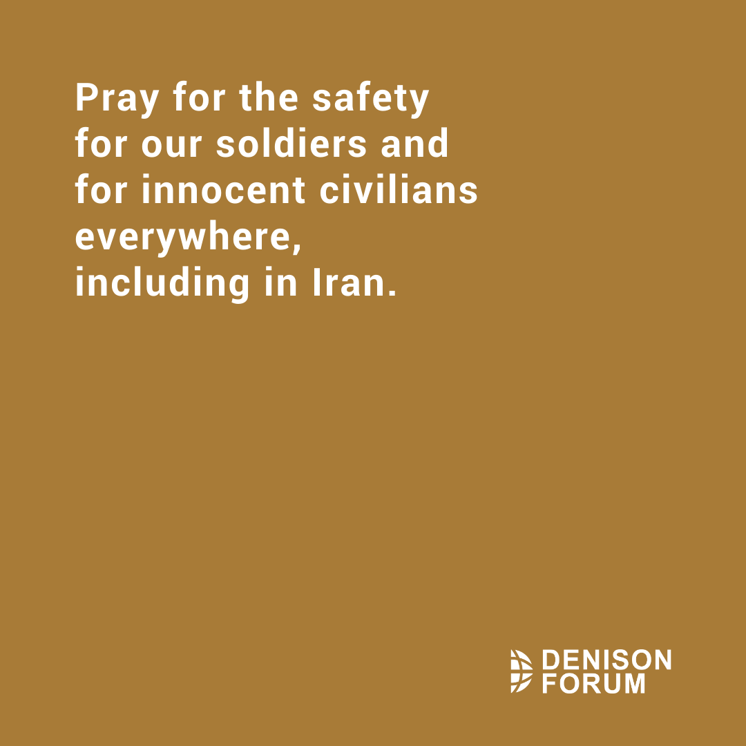 DenisonForum's tweet photo. The United States and Israel launched strikes on Iran on Saturday. Iran has retaliated across the region, and the situation remains fluid.

While the conflict unfolds thousands of miles away, the suffering is real. And so is our responsibility. Scripture calls us to be people of prayer in moments like this. Here are four prompts to help guide your prayers this week. 

Read more on the conflict and additional prayer prompt context here: https://t.co/6gQt1yXMwv