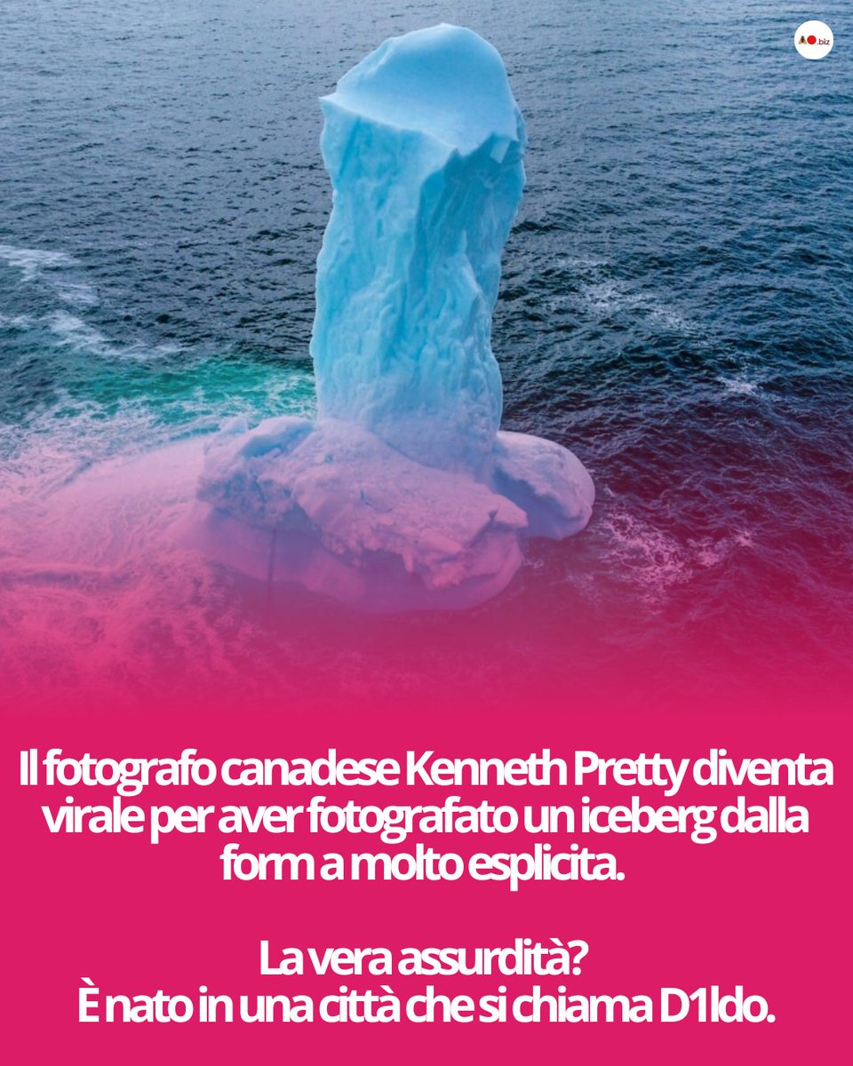 RedFlyZone64288's tweet photo. Il fotografo canadese Kenneth Pretty diventa virale
per aver fotografato un iceberg dalla forma… molto esplicita 👀

Ma la vera assurdità?
È nato in una città che si chiama Dildo.

A volte la realtà si scrive da sola. https://t.co/DaGIUvRvKe